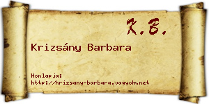 Krizsány Barbara névjegykártya